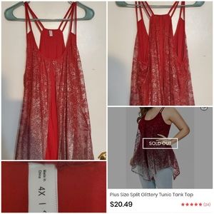 Plus size glittery split tank top